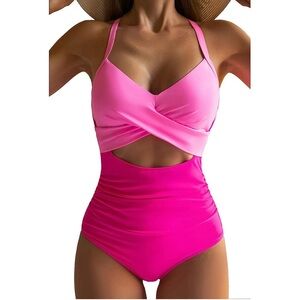 SOMER Women's Tummy Control Cutout High Waist Wrap Tie Back One Piece Swimsuit